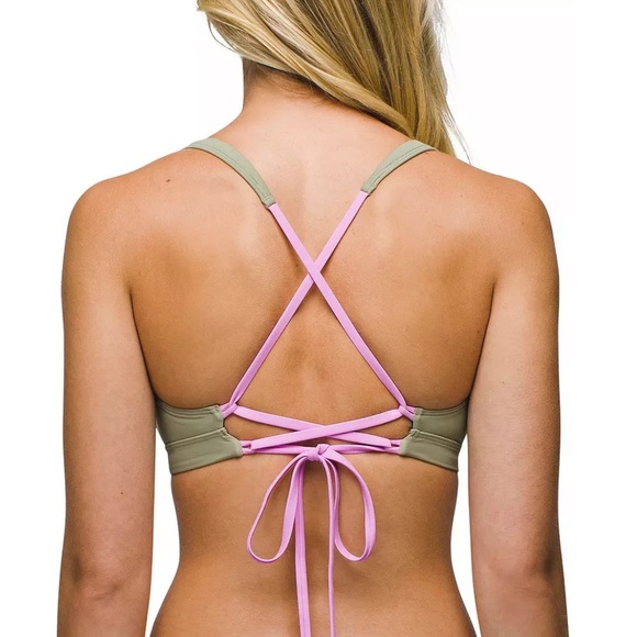 NWT prAna Tulum Black Colorblock Bikini Top Size Large - Picture 2 of 8